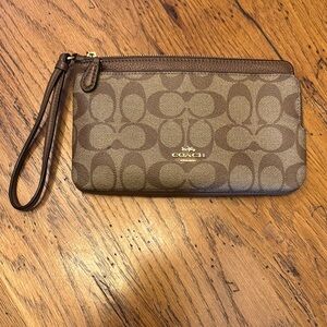 Coach Brown Signature Wristlet